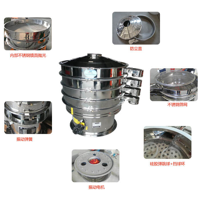 食品振動篩部件：防塵蓋，不銹鋼篩網(wǎng)，鏡面拋光展示