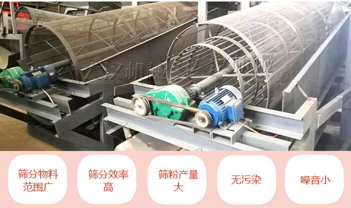 滾筒篩分機(jī)主要特點(diǎn):篩分物料范圍廣,篩分效率高,篩分產(chǎn)量大,無(wú)污染,噪音小。