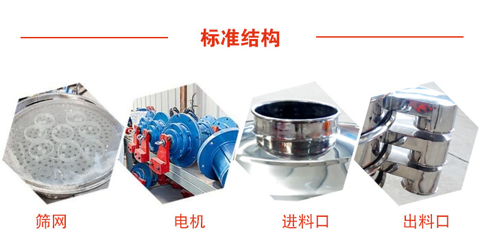 標準篩，篩網，電機，進料口，出料口